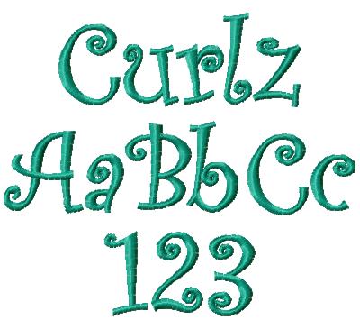 7 Curlz Font Embroidery Design Images