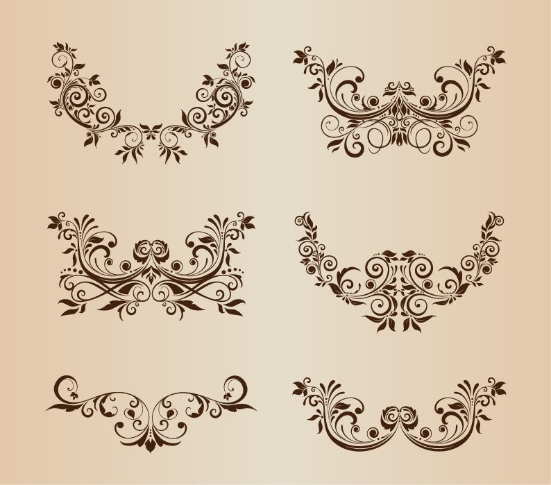 Decorative Floral Elements Vector Free