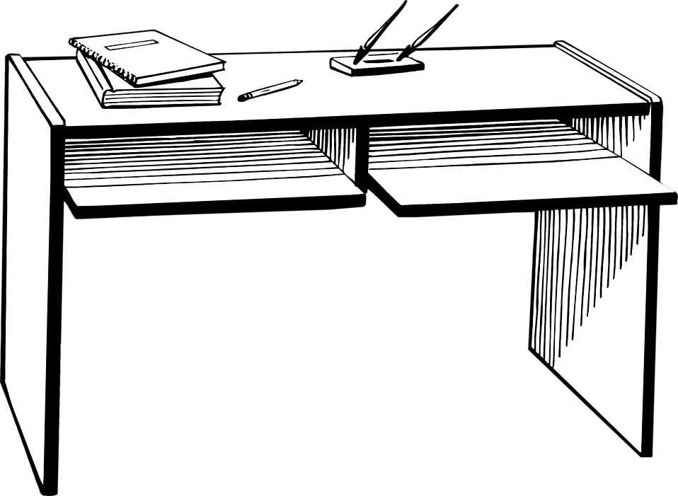 Desk Clip Art Black and White