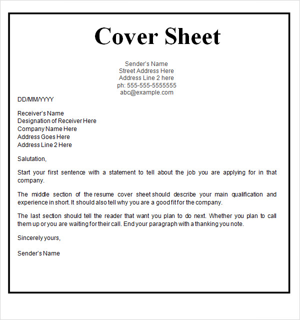 Fax Cover Sheet Template Free Download