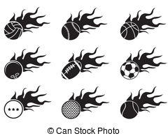 Fire Baseball Clip Art Black and White