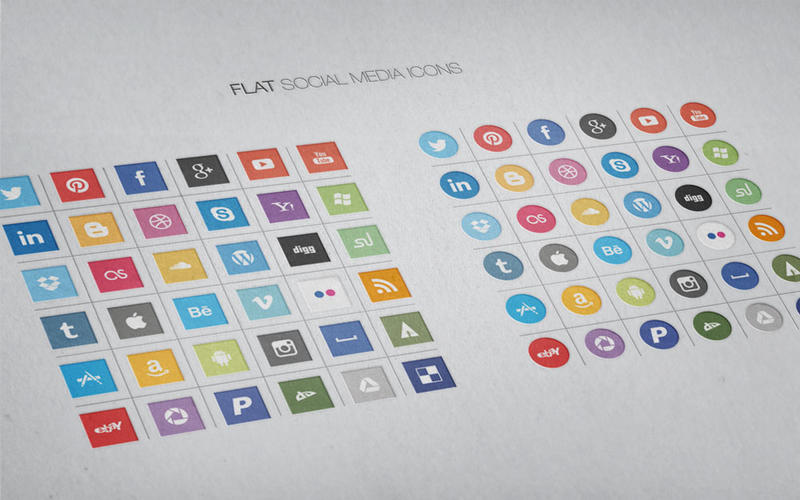 Flat Social Media Icons Vector Free