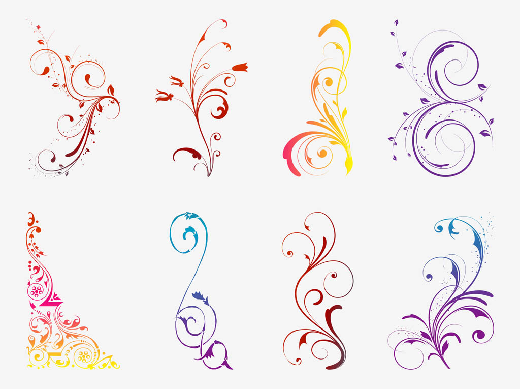 Floral Free Vector Scrolls