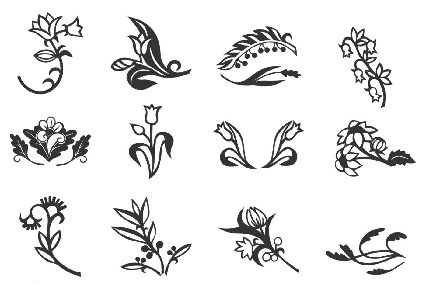 13 Floral Vector Ornament Set Images