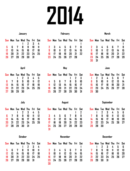 Free 2014 Calendar
