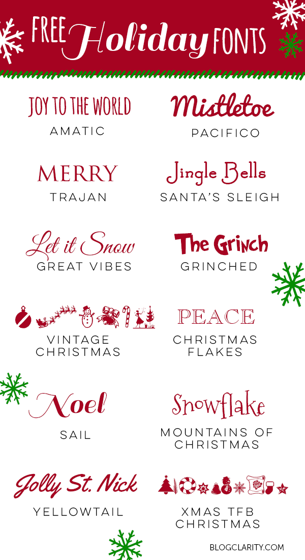 Free Holiday Fonts Christmas