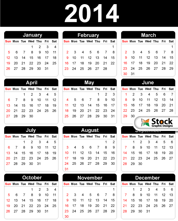 Free Printable 2014 Calendar with Holidays