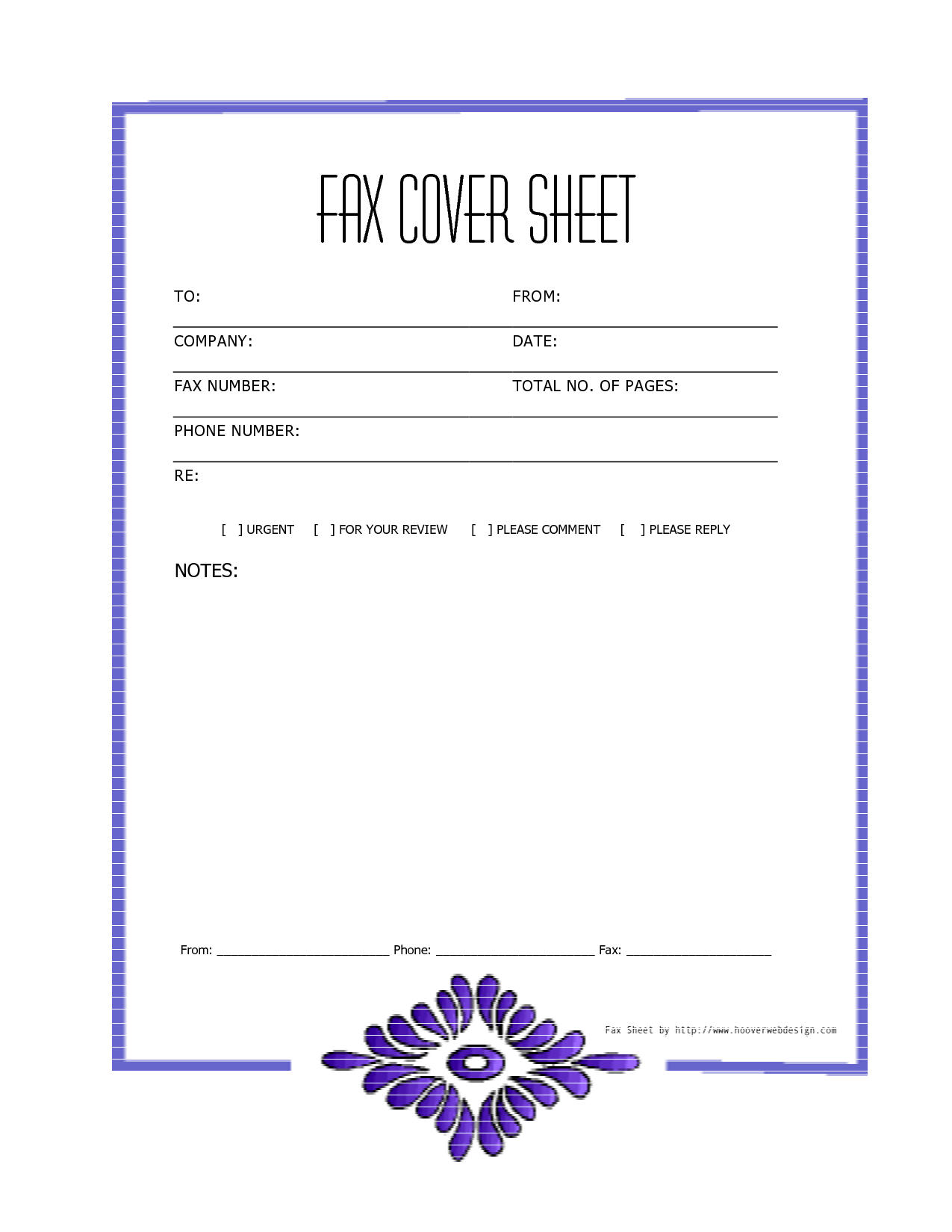 Free Printable Fax Cover Sheet Template