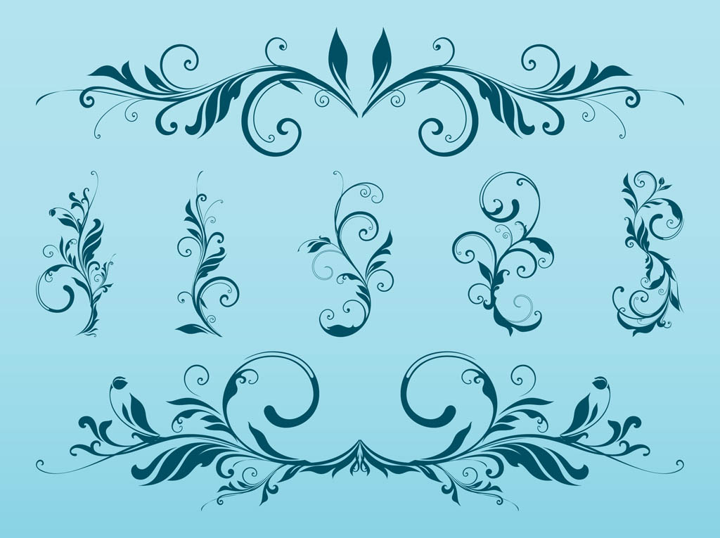 Free Vector Flower Scrolls