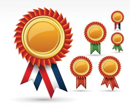 Gold Medal Rosette Award Ribbon Free Vector Clip Art