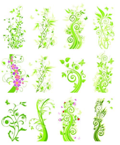 Green Vector Flower Ornament