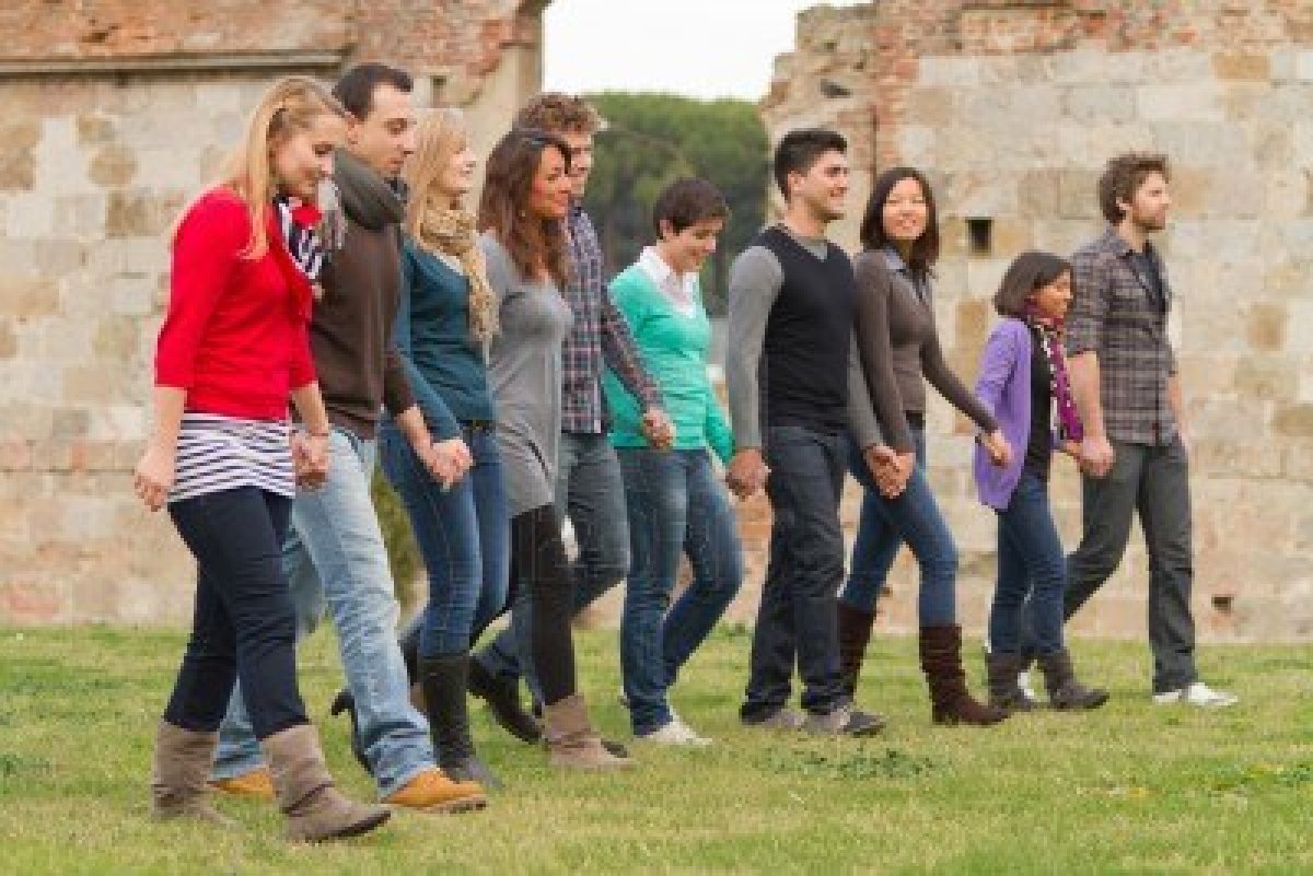 Groups People Walking Together