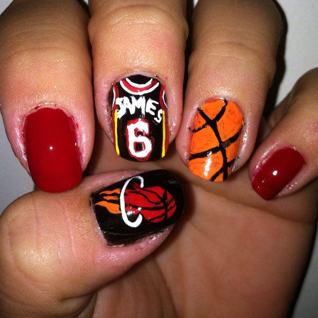 Heat Basketball Nail Designs