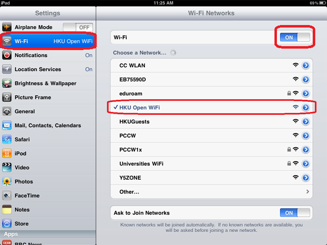 iPad Wi-Fi Settings