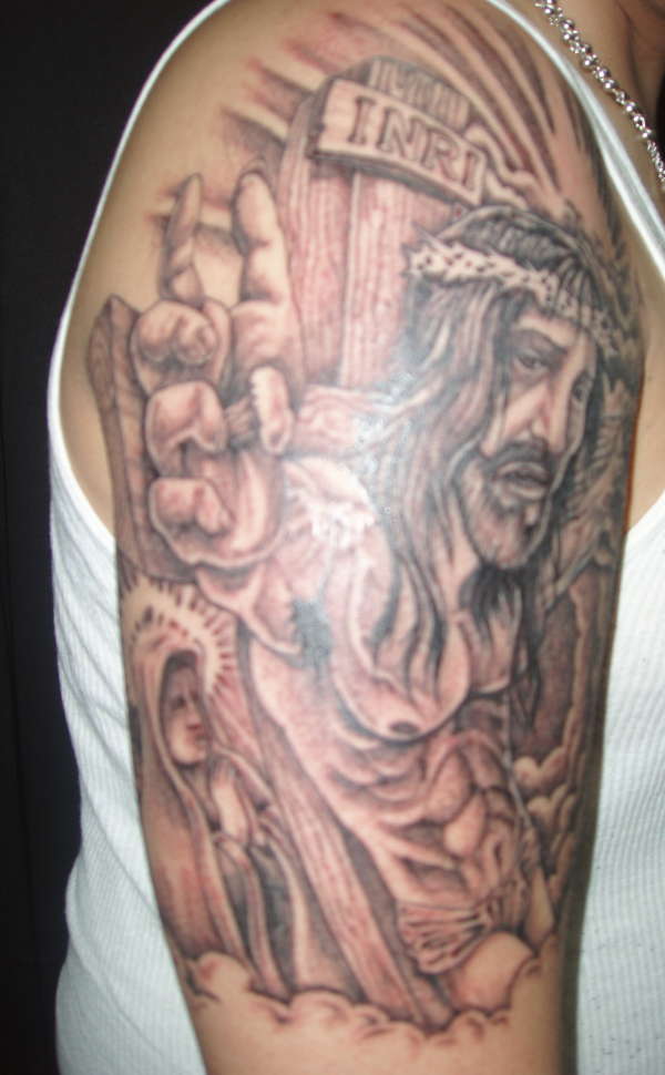 Jesus Cross Tattoo On Arm