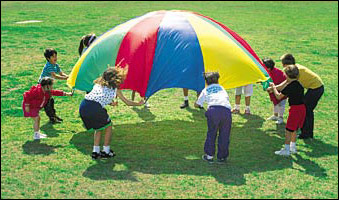 Kids Playing with Parachute