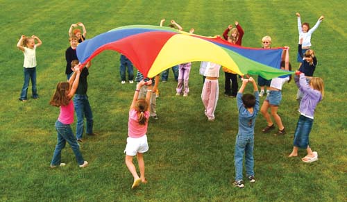 Kids Playing with Parachute
