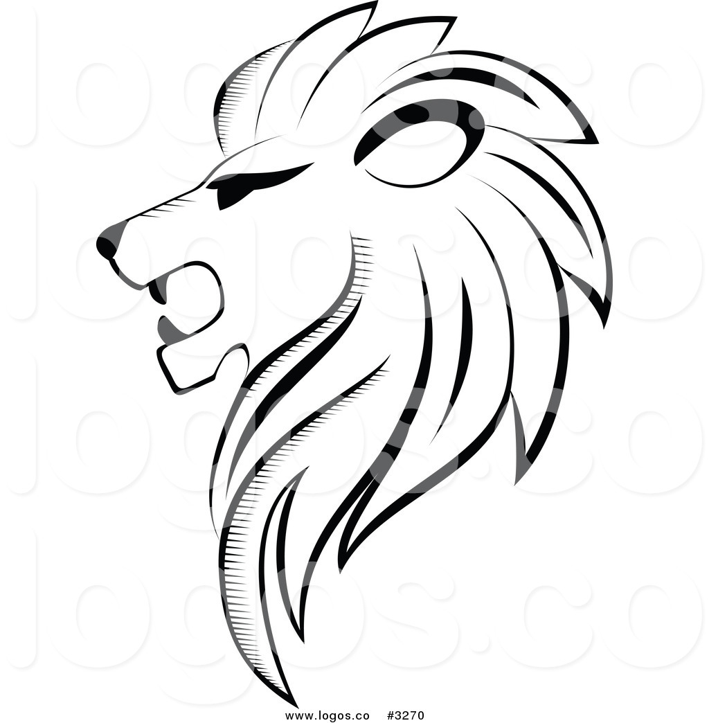 Lion Head Clip Art Black and White