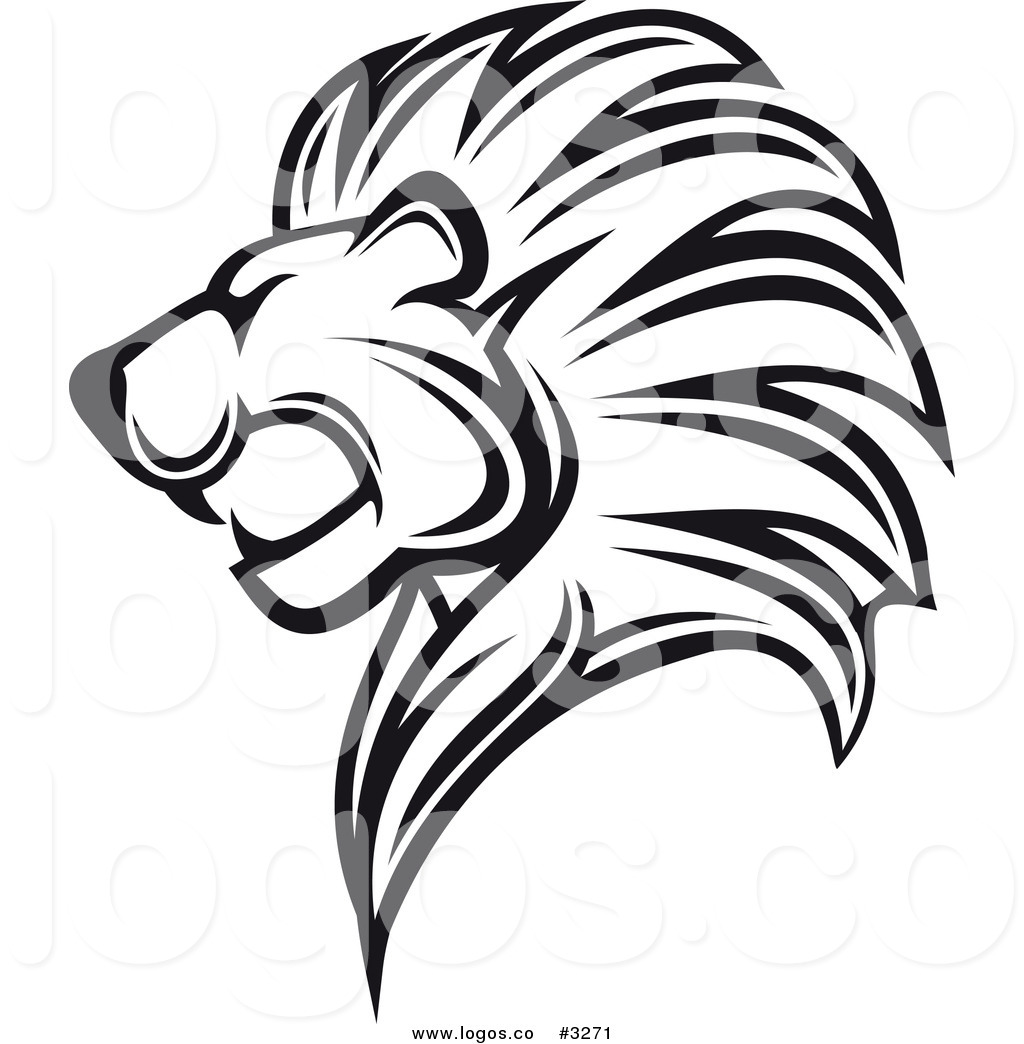 Lion Head Clip Art Black and White