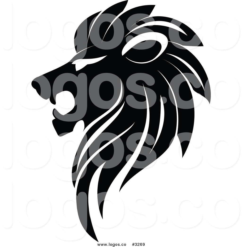 Lion Head Clip Art Black and White