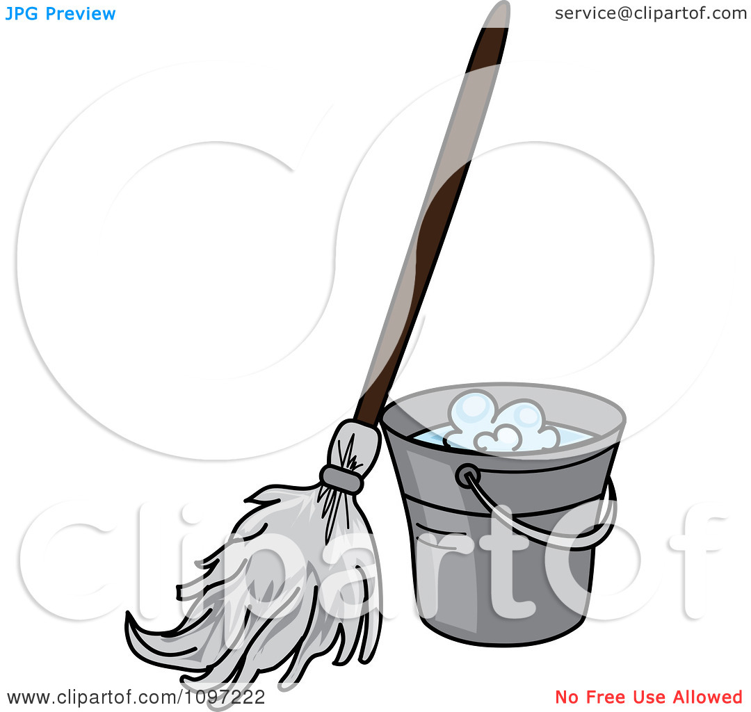 Mop and Bucket Clip Art
