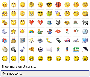 MSN Messenger Emoticons List