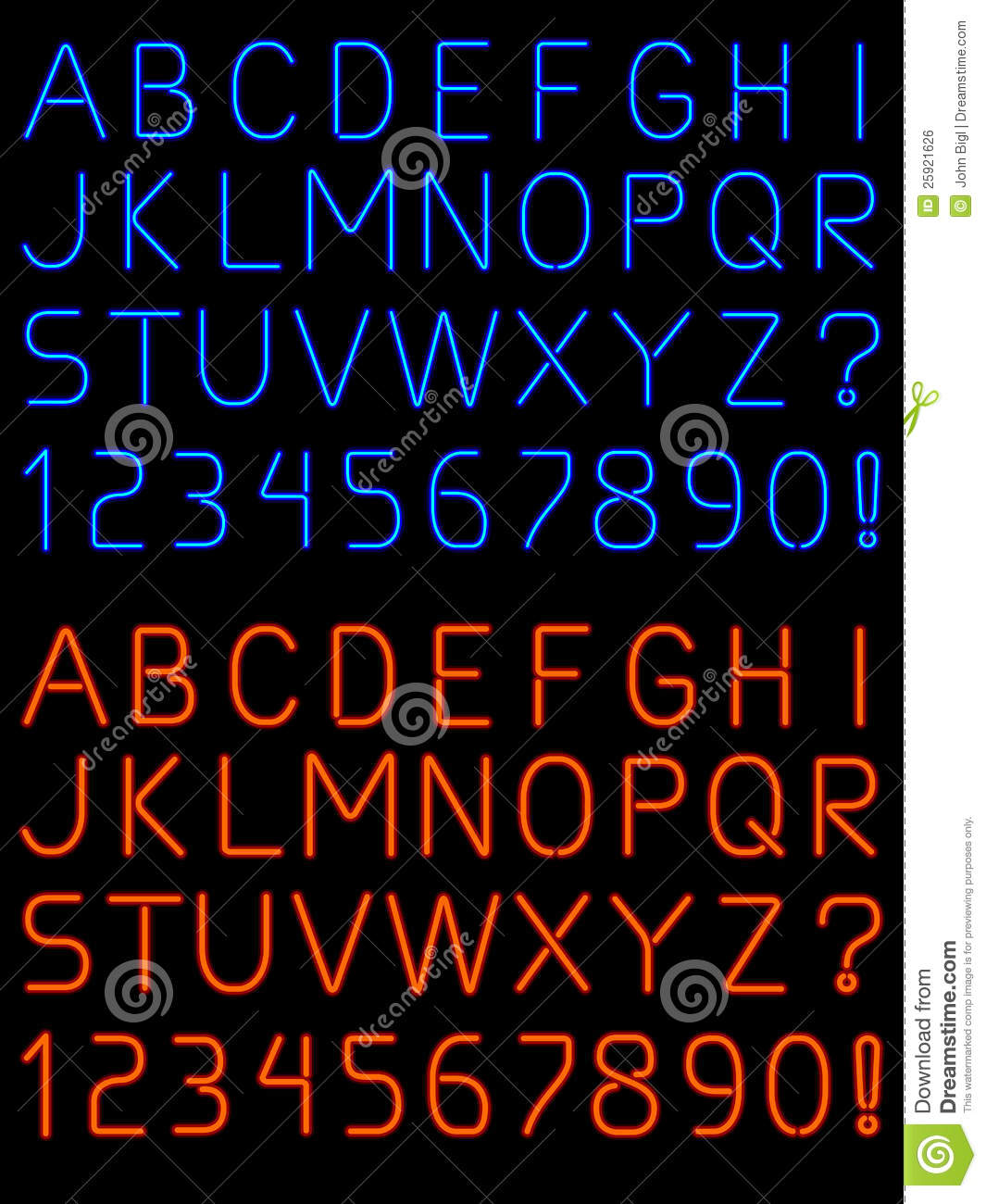 Neon Light Font Letters