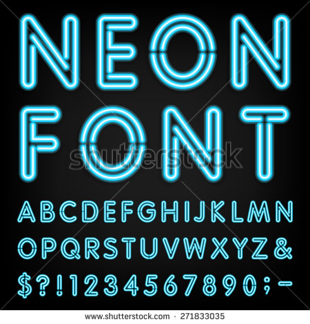Neon Light Font Letters