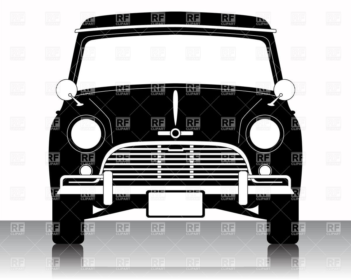 Old Car Front View Silhouette Clip Art