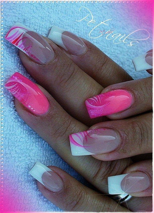 Pink and White Acrylic Nail Designs