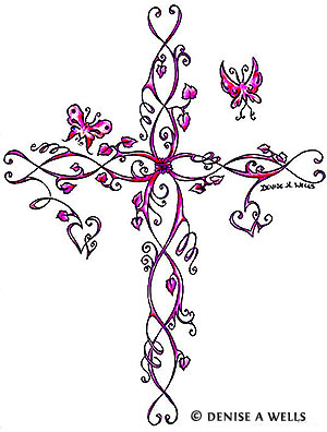 Pink Cross Tattoo