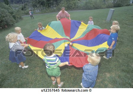 Playing Day Care Parachute Game