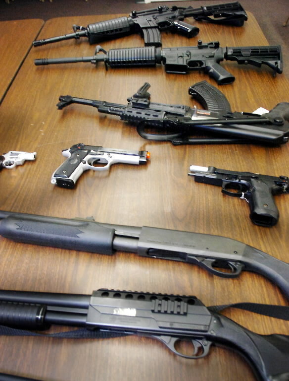 Real Guns On Table Real Guns On Table