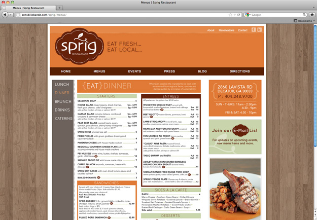 Restaurant Menu Design Website