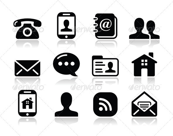 Resume Phone email Icons Black