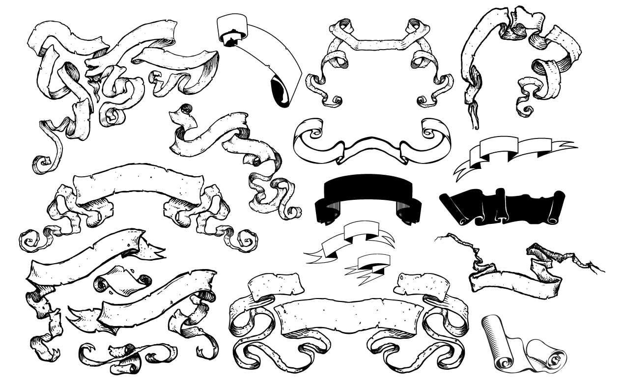 14 Ribbon Scroll Vector Images