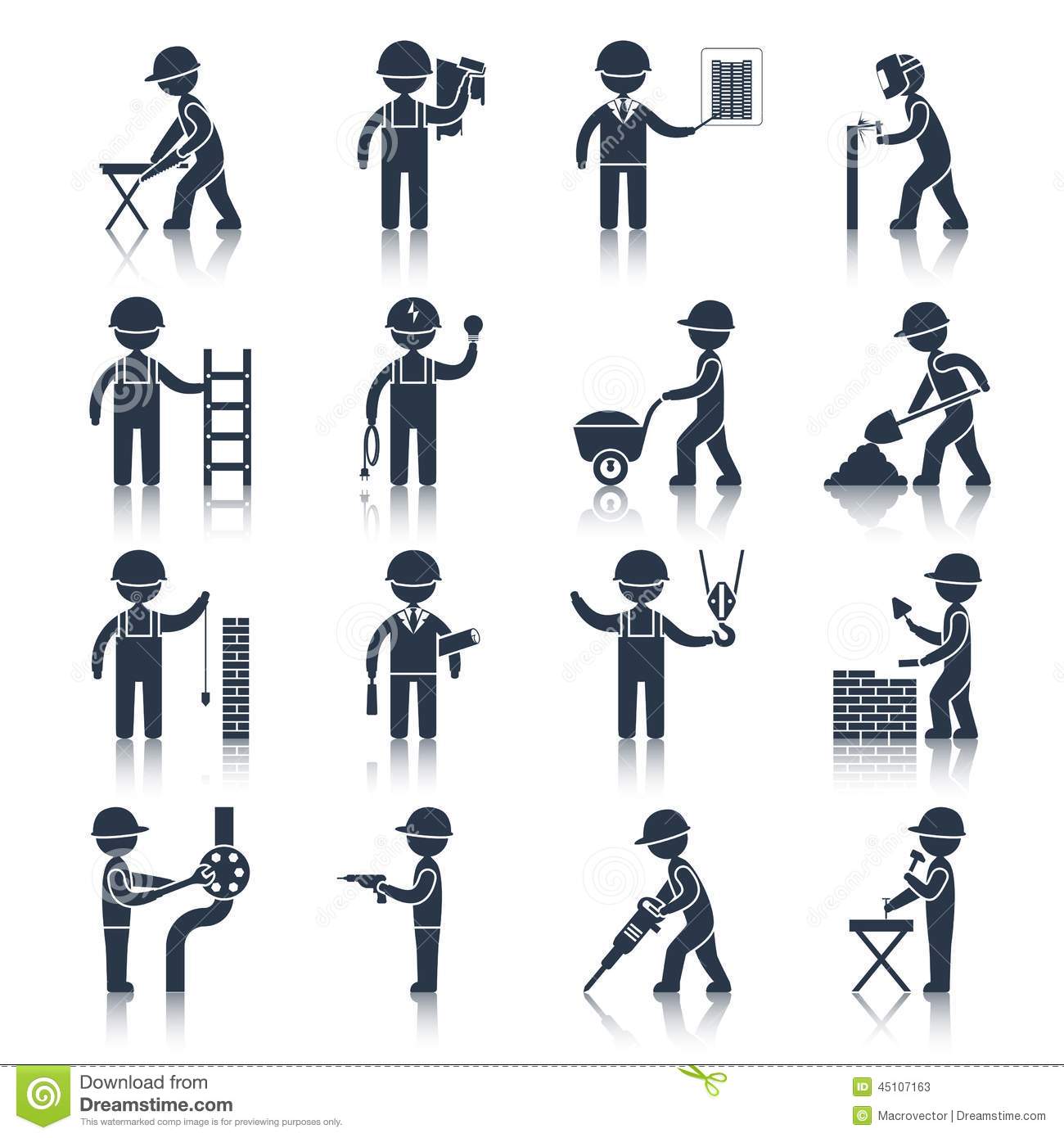 Silhouette Construction Worker Icon