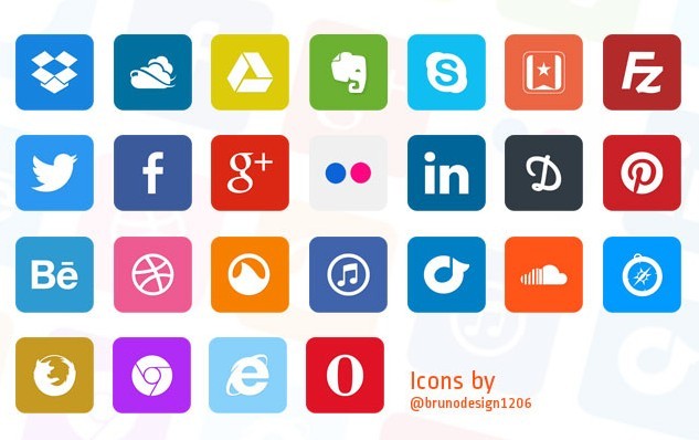 Simple Social Media Icons Flat