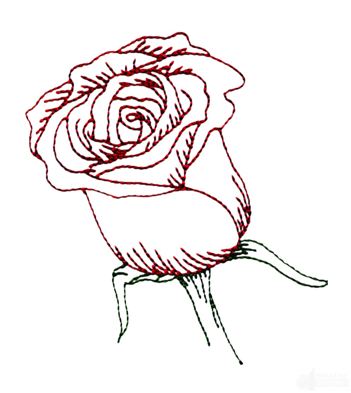 Single Rose Embroidery Design