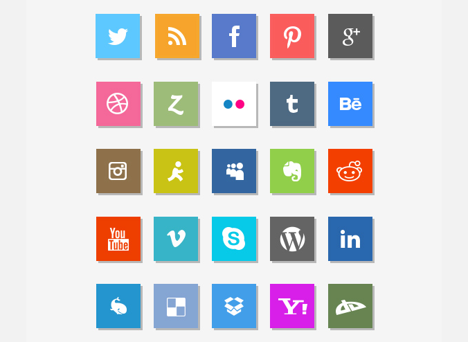 14 Flat Square Social Media Icons Images