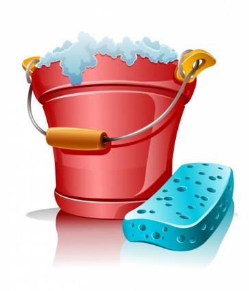 Sponge and Bucket Clip Art