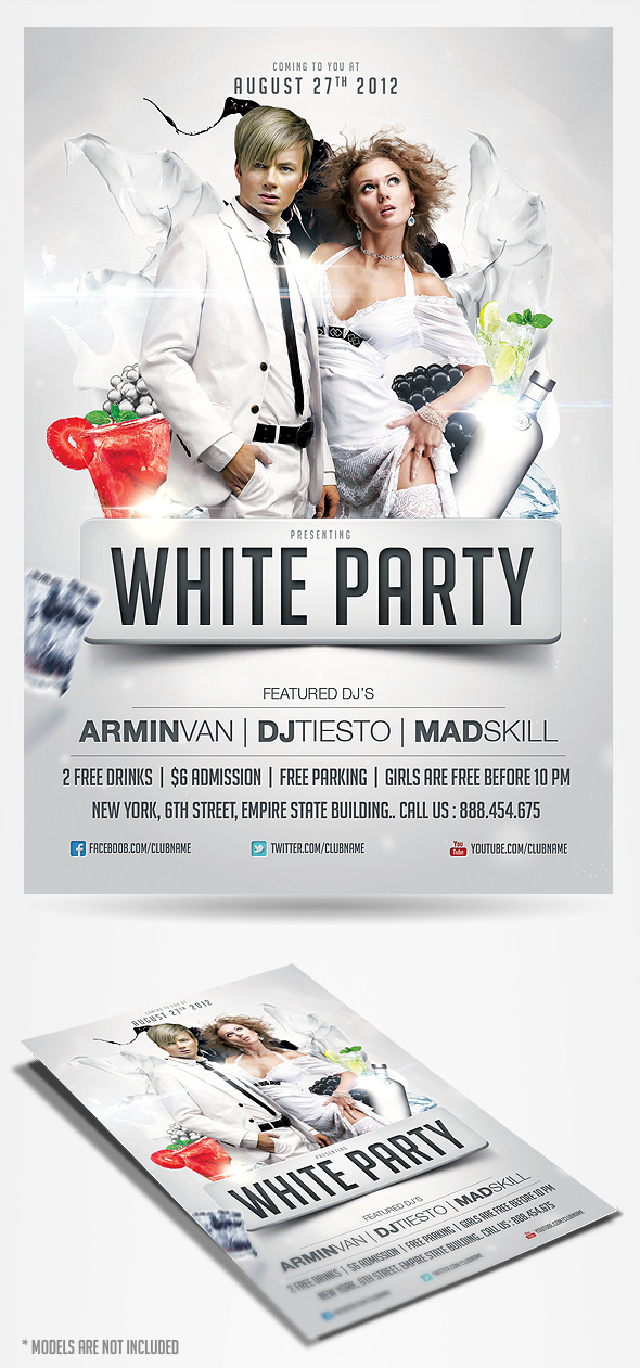 White Party Flyer Template