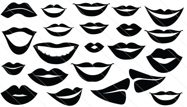 White Vector Lips Silhouette