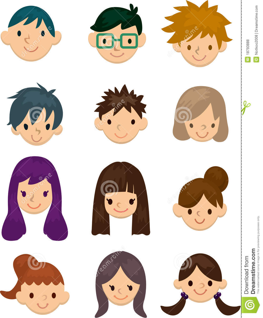 Young People Face Cartoon Young People Face Cartoon