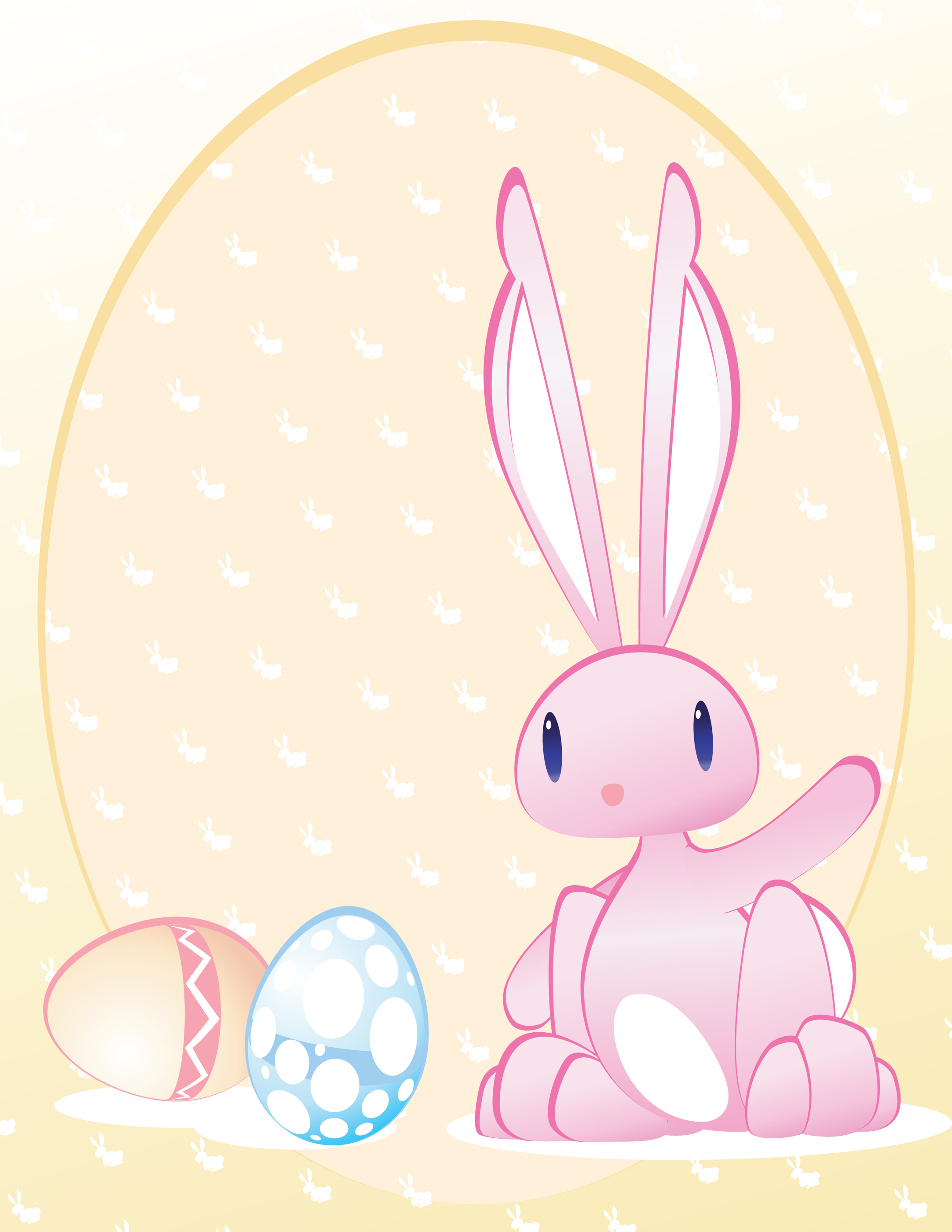 Baby Pink Easter Bunny and Eggs