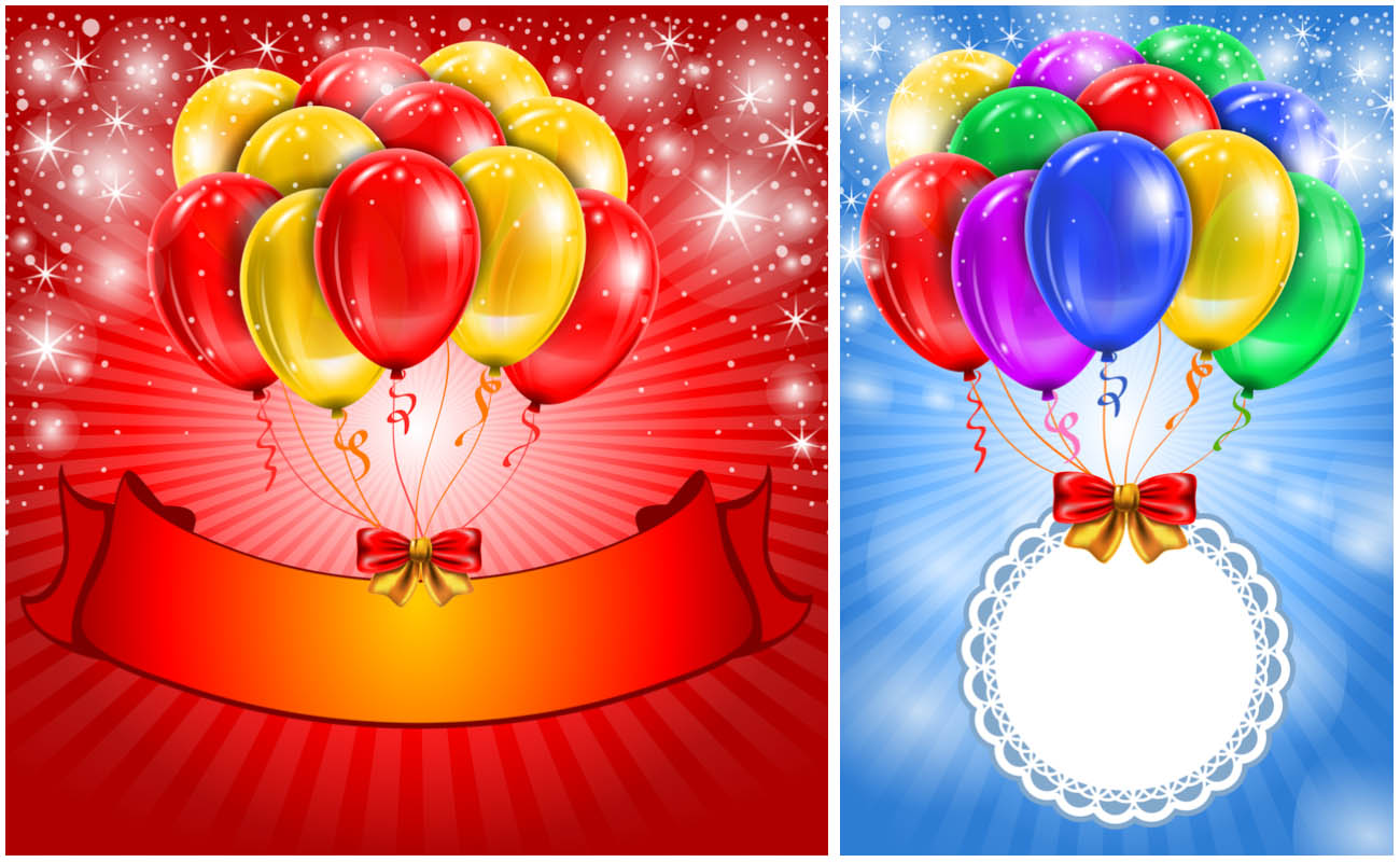 7 Photos of Balloons Birthday Card Vector