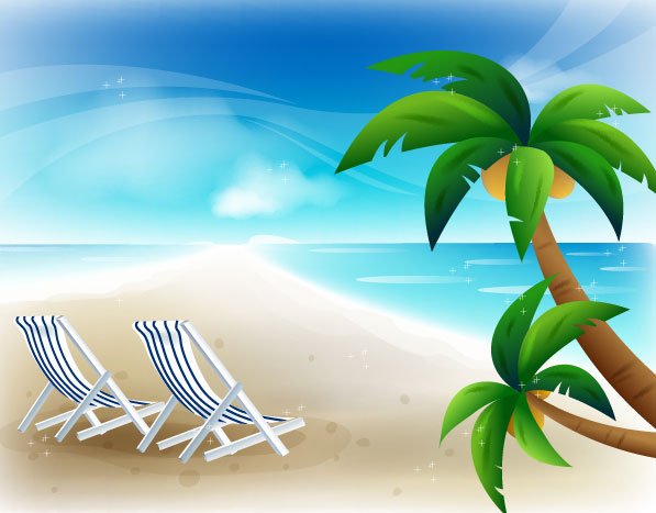 Beach Chairs Vector Graphic