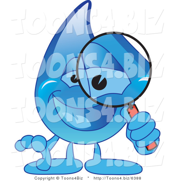 Cartoon Water Droplet Magnifying Glass
