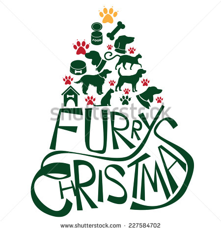 Cats and Dog Christmas Tree Greeting