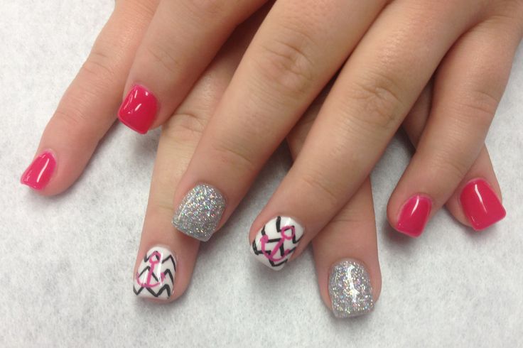 Chevron Nail Designs with Anchors